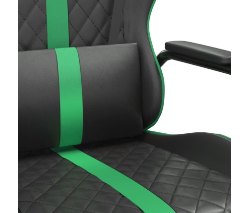 Silla gaming con masaje cuero sintético verde y negro