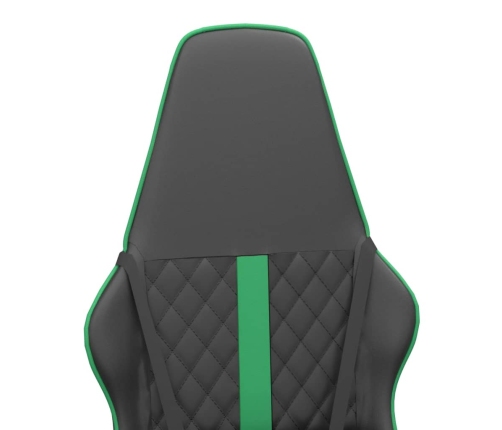 Silla gaming con masaje cuero sintético verde y negro