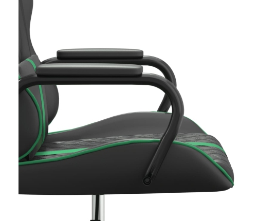 Silla gaming con masaje cuero sintético verde y negro