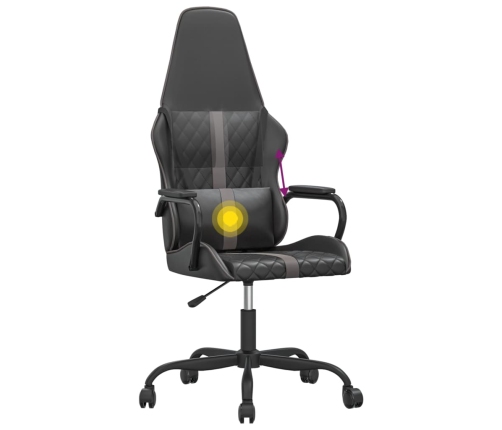 Silla gaming con masaje cuero sintético gris y negro