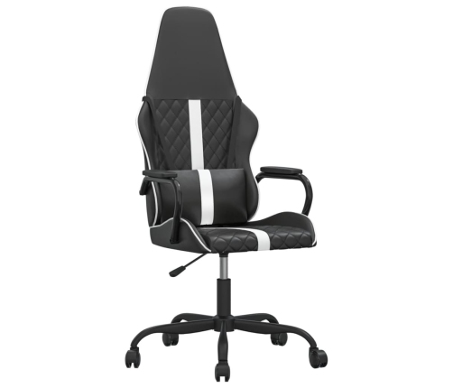 Silla gaming de masaje cuero sintético blanco y negro