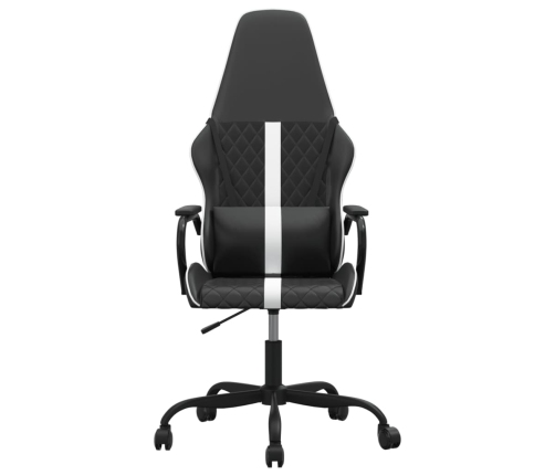 Silla gaming de masaje cuero sintético blanco y negro