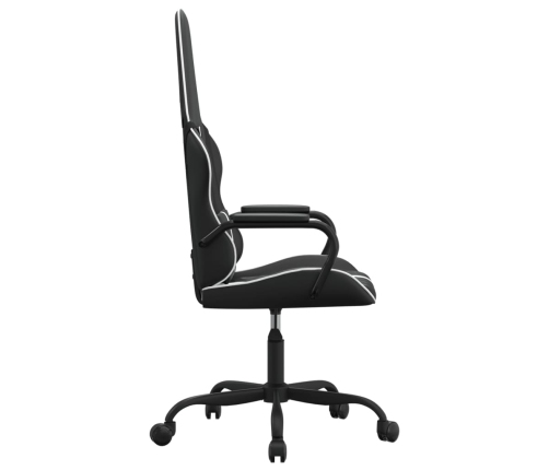 Silla gaming de masaje cuero sintético blanco y negro