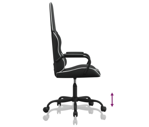 Silla gaming de masaje cuero sintético blanco y negro