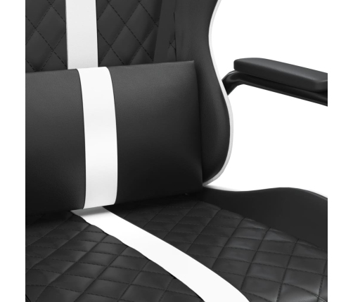 Silla gaming de masaje cuero sintético blanco y negro