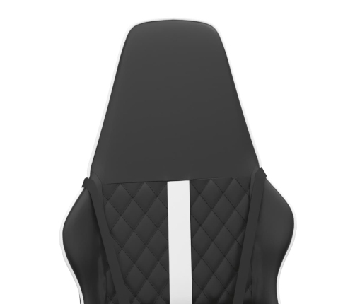 Silla gaming de masaje cuero sintético blanco y negro