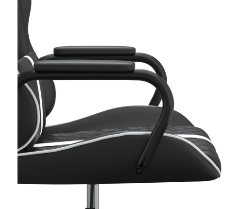 Silla gaming de masaje cuero sintético blanco y negro