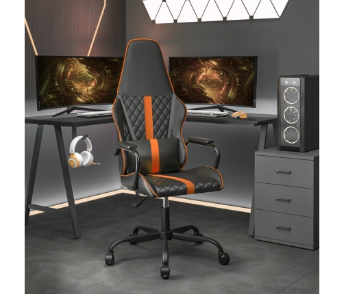 Silla gaming con masaje cuero sintético naranja y negro