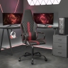 Silla gaming con masaje cuero sintético rojo tinto y negro