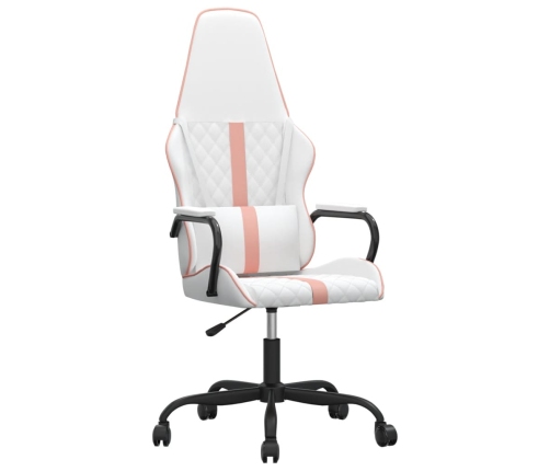 Silla gaming con masaje cuero sintético rosa y blanco