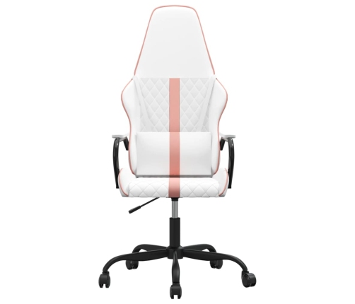 Silla gaming con masaje cuero sintético rosa y blanco