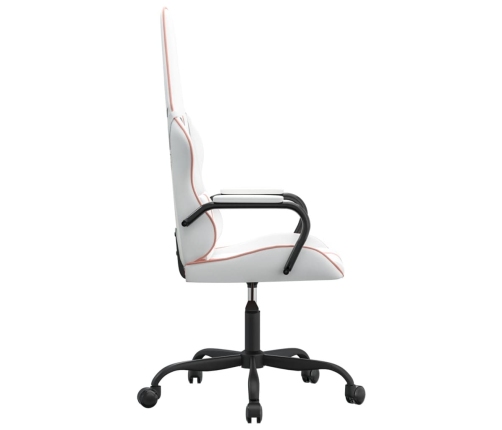 Silla gaming con masaje cuero sintético rosa y blanco