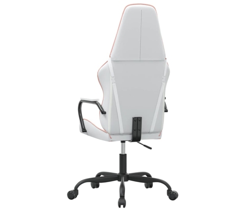 Silla gaming con masaje cuero sintético rosa y blanco