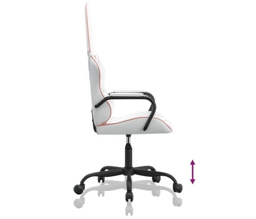 Silla gaming con masaje cuero sintético rosa y blanco