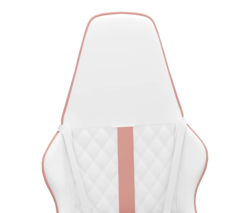 Silla gaming con masaje cuero sintético rosa y blanco