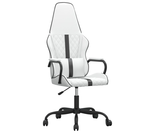 Silla gaming de masaje cuero sintético negro y blanco