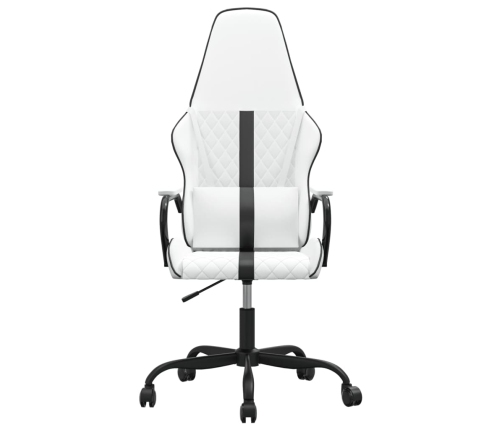 Silla gaming de masaje cuero sintético negro y blanco