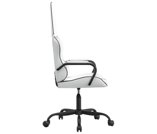 Silla gaming de masaje cuero sintético negro y blanco