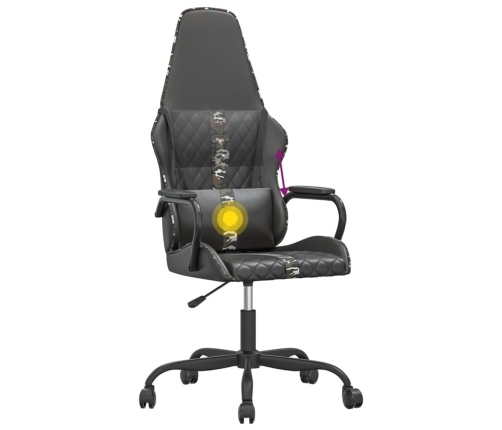 Silla gaming con masaje cuero sintético color camuflaje y negro