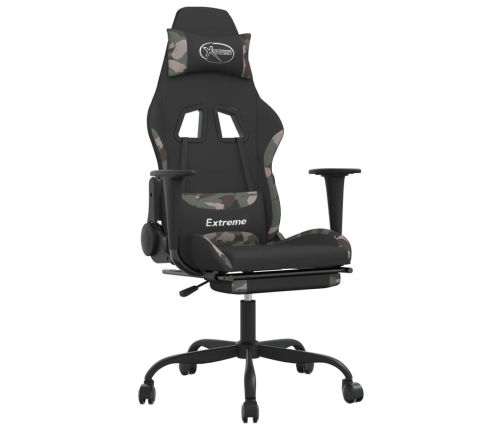 Silla gaming giratoria con reposapiés tela camuflaje y negro