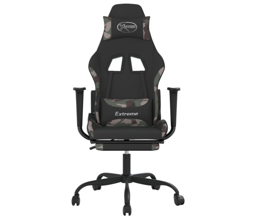 Silla gaming giratoria con reposapiés tela camuflaje y negro