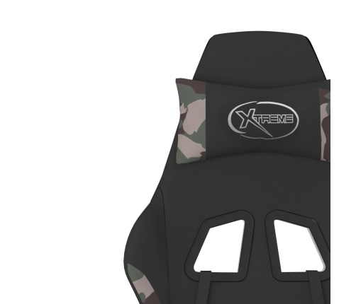 Silla gaming giratoria con reposapiés tela camuflaje y negro