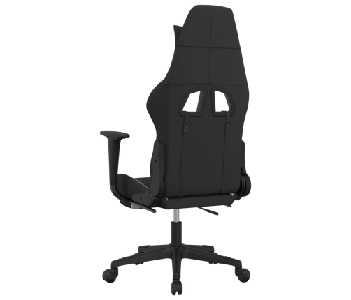 Silla de juego giratoria con reposapiés tela blanca y negra