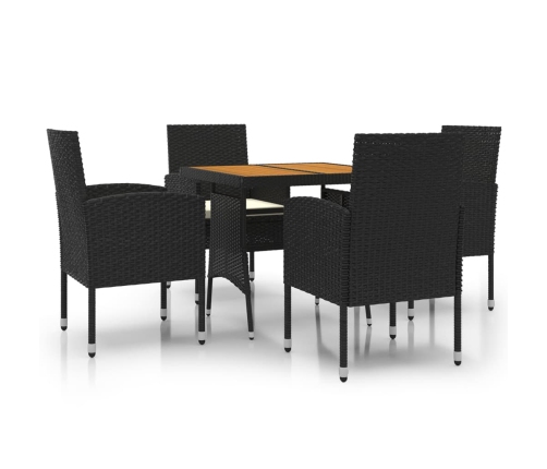 Juego de comedor de jardín 5 piezas ratán sintético negro