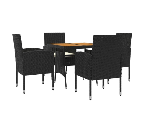 Juego de comedor de jardín 5 piezas ratán sintético negro