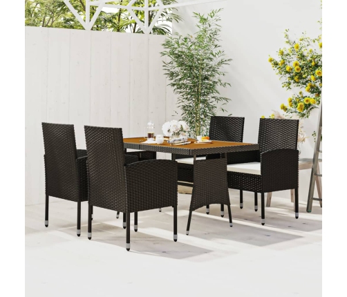 Juego de comedor de jardín 5 piezas ratán sintético negro
