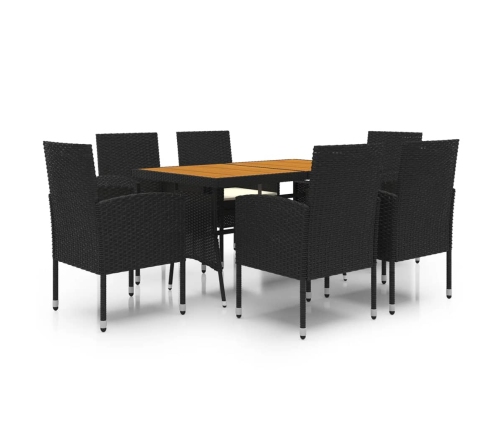 idaXL Juego de comedor de jardín 7 piezas ratán sintético negro