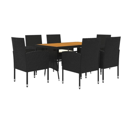 idaXL Juego de comedor de jardín 7 piezas ratán sintético negro