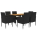 idaXL Juego de comedor de jardín 7 piezas ratán sintético negro