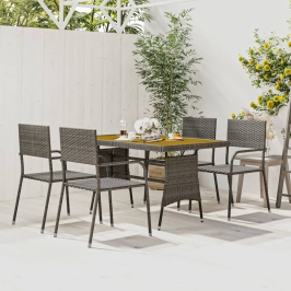 Juego de comedor de jardín 5 piezas ratán sintético gris