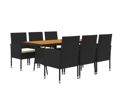 Juego de comedor de jardín 7 piezas ratán sintético negro
