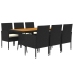 Juego de comedor de jardín 7 piezas ratán sintético negro