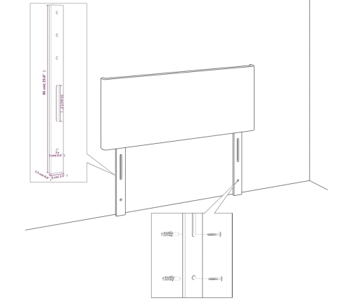 Cabecero de cuero sintético blanco 90x5x78/88 cm