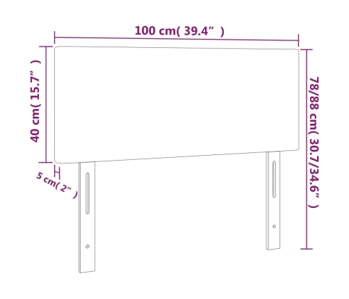 Cabecero de tela gris taupe 100x5x78/88 cm