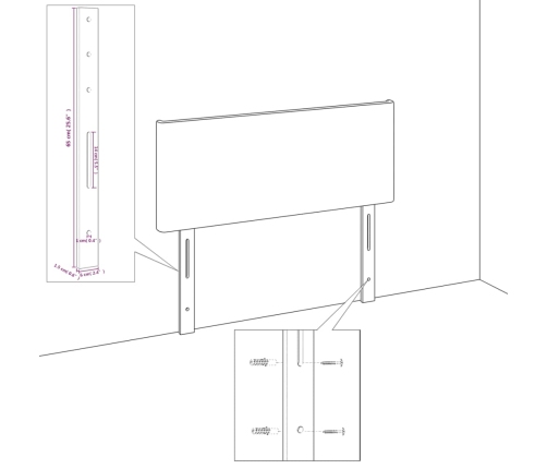 Cabeceros 2 unidades cuero sintético blanco 72x5x78/88 cm