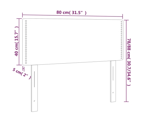 vidaXL Cabecero de cuero sintético gris 80x5x78/88 cm