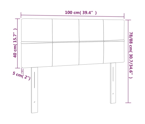 Cabecero de tela gris claro 100x5x78/88 cm