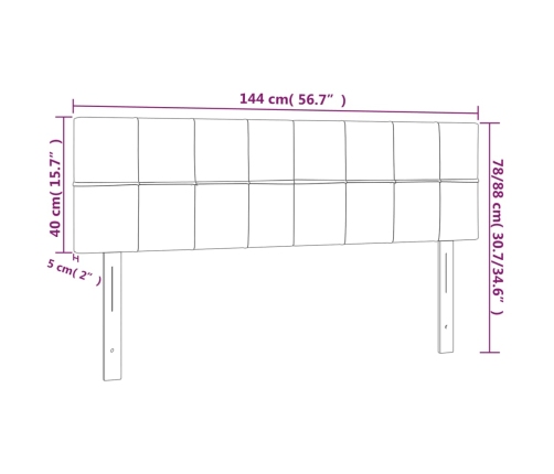 vidaXL Cabeceros 2 unidades terciopelo gris claro 72x5x78/88 cm