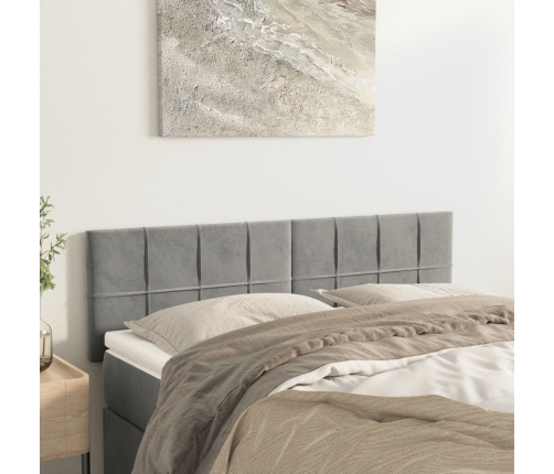 vidaXL Cabeceros 2 unidades terciopelo gris claro 72x5x78/88 cm