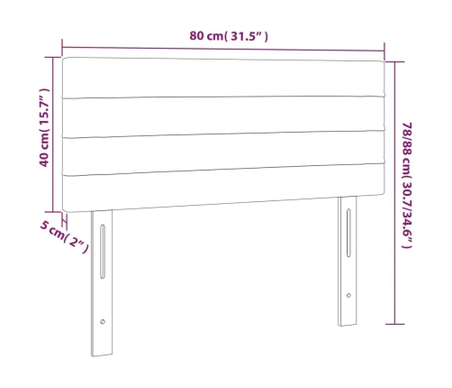 Cabecero de tela gris taupe 80x5x78/88 cm