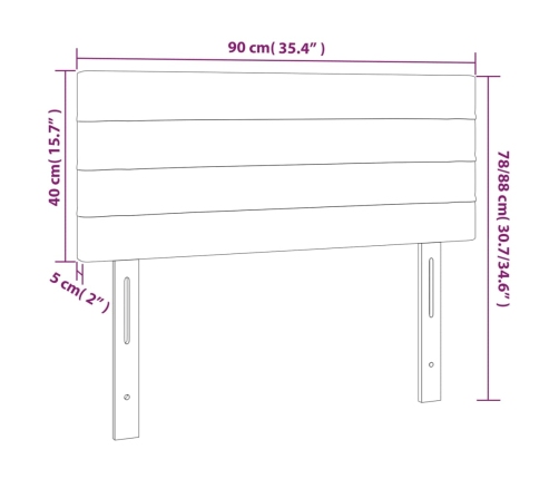 Cabecero de tela gris claro 90x5x78/88 cm