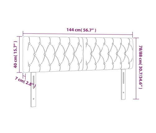 vidaXL Cabeceros 2 unidades tela gris oscuro 72x7x78/88 cm