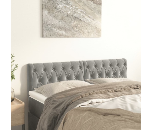 vidaXL Cabeceros 2 unidades terciopelo gris claro 72x7x78/88 cm