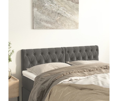 vidaXL Cabeceros 2 unidades terciopelo gris oscuro 72x7x78/88 cm