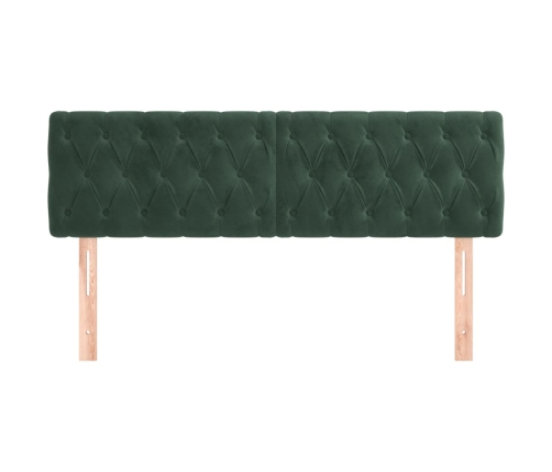 Cabeceros 2 unidades de terciopelo verde oscuro 80x7x78/88 cm