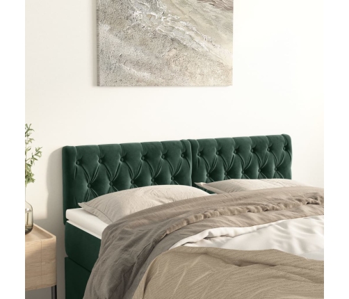 Cabeceros 2 unidades de terciopelo verde oscuro 80x7x78/88 cm